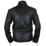 Black Rivet Leather Jacket with Distressed Faded Seams